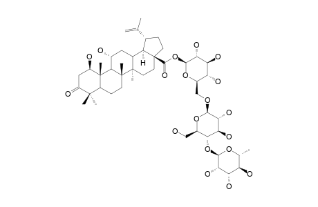 PROTOCHIISANOSIDE;1-BETA,11-ALPHA-DIHYDROXY-3-OXO-LUP-20(29)-EN-28-OIC-ACID-28-O-ALPHA-L-RHAMNOPYRANOSYL-(1->4)-BETA-D-GLUCOPYRANOSYL-(1->6)-BETA-D