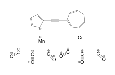 Chromium 3-(2-cyclopenta-1,3-dien-1-ylethynyl)cyclohepta-1,3,5-triene hexacarbonyl manganese(I)