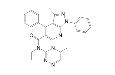 5-ETHYL-1,8-DIMETHYL-7,10-DIPHENYL-5,7,11,12-TETRAHYDRO-3H-PYRAZOLO-[5,4-B]-1,2,4-TRIAZINO-[4',3'-2,1]-PYRIMIDINO-[5,6-E]-PYRIDIN-6-ONE