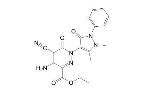 4-amino-5-cyano-1,6-dihydro-1-(2,3-dimethyl-5-oxo-1-phenyl-3-pyrazolin-4-yl)-6-oxo-3-pyrdazinecarboxylic acid, ethyl ester