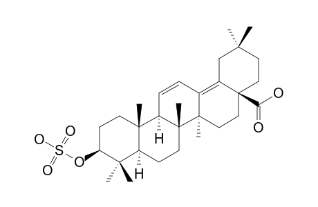 FATSICARPAIN_B;3-BETA-SULFOOXYOLEAN-11,13-(18)-DIEN-28-OIC_ACID