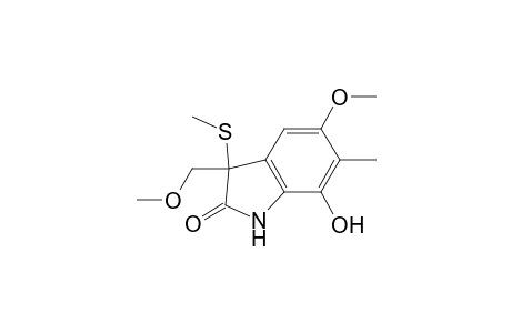 2H-Indol-2-one, 1,3-dihydro-7-hydroxy-5-methoxy-3-(methoxymethyl)-6-methyl-3-(methylthio)-