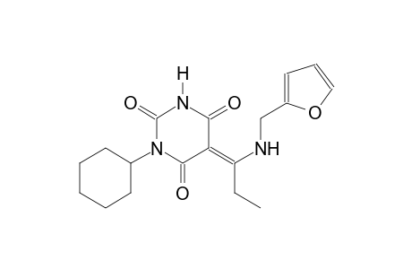 (5E)-1-cyclohexyl-5-{1-[(2-furylmethyl)amino]propylidene}-2,4,6(1H,3H,5H)-pyrimidinetrione