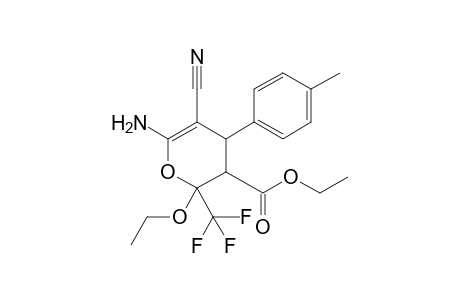 Ethyl 6-amino-5-cyano-2-ethoxy-4-(p-tolyl)-2-trifluoromethyl-3,4-dihydro-2H-pyran-3-carboxylate