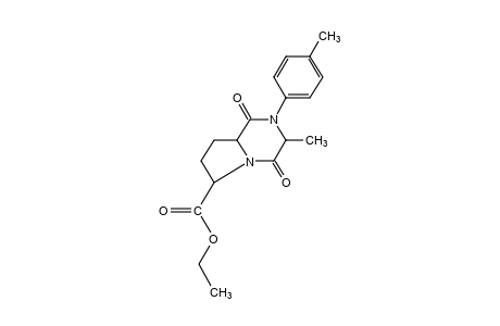 1,4-dioxo-3-methyloctahydro-2-p-tolylpyrrolo[1,2-a]pyrazine-6-carboxylic acid, ethyl ester(alpha-isomer)