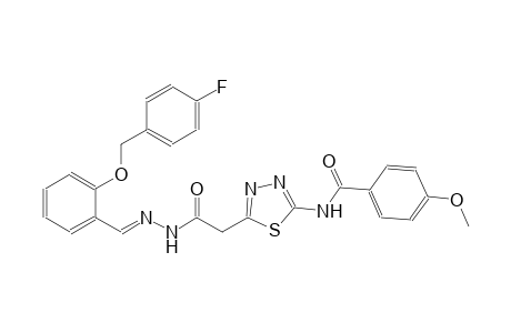 N-{5-[2-((2E)-2-{2-[(4-fluorobenzyl)oxy]benzylidene}hydrazino)-2-oxoethyl]-1,3,4-thiadiazol-2-yl}-4-methoxybenzamide