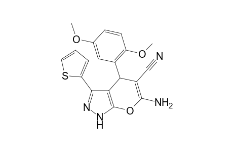 6-Amino-4-(2,5-dimethoxyphenyl)-3-(2-thienyl)-2,4-dihydropyrano[2,3-c]pyrazole-5-carbonitrile