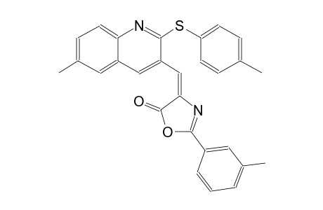 5(4H)-oxazolone, 4-[[6-methyl-2-[(4-methylphenyl)thio]-3-quinolinyl]methylene]-2-(3-methylphenyl)-, (4E)-