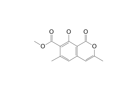 3,6-dimethyl-8-hydroxy-1-oxo-1H-2-benzopyran-7-carboxylic acid, methyl ester
