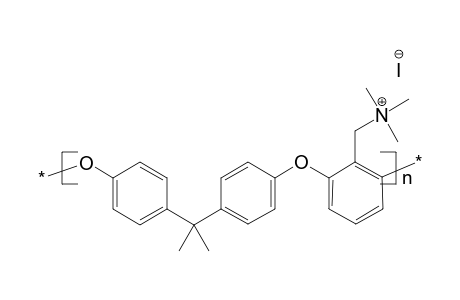 Poly[oxy-1,4-phenylene-(1-methylethylidene)-1,4-phenyleneoxy-(2-trimethylammoniummethyl iodide-1,3-phenylene)]