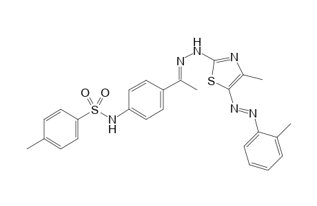 4-Methyl-N-{4-[(1E)-1-(2-{4-methyl-5-[(E)-(2-methylphenyl)diazenyl]-1,3-thiazol-2-yl}hydrazinylidene)ethyl]-phenyl}benzenesulfonamide