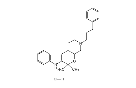 6,6-dimethyl-1,2,3,4,4a,6,7,11c-octahydro-3-(3-phenylpropyl)pyrido[4',3':5,6]pyrano[3,4-b]indole, monohydrochloride