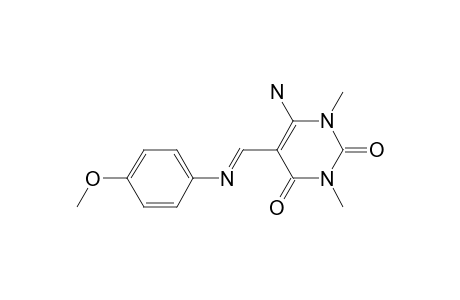 2,4(1H,3H)-Pyrimidinedione, 6-amino-1,3-dimethyl-5-[[(4-methoxyphenyl)imino]methyl]-