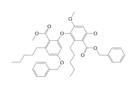 Benzoic acid, 6-hydroxy-4-methoxy-3-[2-(methoxycarbonyl)-3-pentyl-5-(phenylmethoxy)phenoxy]-2-pentyl-, phenylmethyl ester