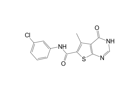 5-Methyl-4-oxo-3,4-dihydro-thieno[2,3-d]pyrimidine-6-carboxylic acid (3-chloro-phenyl)-amide