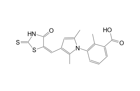 3-{2,5-dimethyl-3-[(E)-(4-oxo-2-thioxo-1,3-thiazolidin-5-ylidene)methyl]-1H-pyrrol-1-yl}-2-methylbenzoic acid
