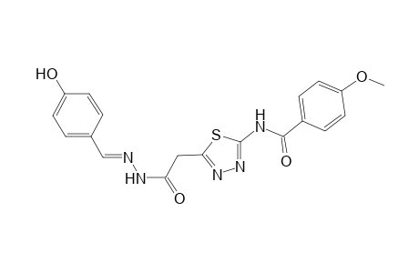 N-(5-{2-[(2E)-2-(4-hydroxybenzylidene)hydrazino]-2-oxoethyl}-1,3,4-thiadiazol-2-yl)-4-methoxybenzamide