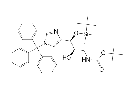 Carbamic acid, [3-[[(1,1-dimethylethyl)dimethylsilyl]oxy]-2-hydroxy-3-[1-(triphenylmethyl)-1H-imidazol-4-yl]propyl]-, 1,1-dimethylethyl ester, (R*,R*)-(.+-.)-