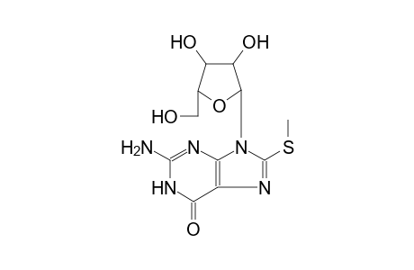 2-amino-9-((2R,3R,4S,5R)-3,4-dihydroxy-5-(hydroxymethyl)tetrahydrofuran-2-yl)-8-(methylthio)-1H-purin-6(9H)-one