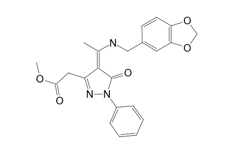 4H-Pyrazole-3-acetic acid, 4-[1-[(1,3-benzodioxol-5-ylmethyl)amino]ethylidene]-1,5-dihydro-5-oxo-1-phenyl-, methyl ester, (4S)-