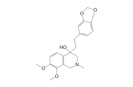 7,8-dimethoxy-2-methyl-4-[3,4-(methylenedioxy)phenethyl]-1,2,3,4- tetrahydro-4-isoquinolinol