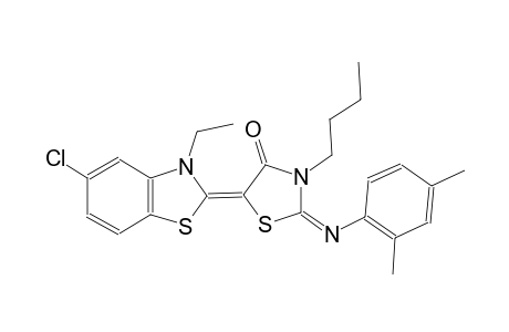 (2E,5Z)-3-butyl-5-(5-chloro-3-ethyl-1,3-benzothiazol-2(3H)-ylidene)-2-[(2,4-dimethylphenyl)imino]-1,3-thiazolidin-4-one