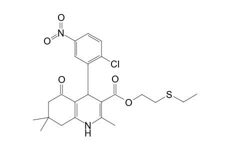2-Ethylsulfanylethyl 4-(2-chloranyl-5-nitro-phenyl)-2,7,7-trimethyl-5-oxidanylidene-1,4,6,8-tetrahydroquinoline-3-carboxylate