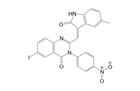 6-iodo-2-[(Z)-(5-methyl-2-oxo-1,2-dihydro-3H-indol-3-ylidene)methyl]-3-(4-nitrophenyl)-4(3H)-quinazolinone