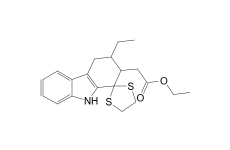 Ethyl (3'-ethyl-2',3',4',9'-tetrahydro-spiro[1H-carbazole-1,2'-(1,3)dithiolane]-2'-yl)-2-acetate