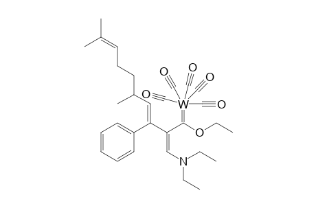 Pentacarbonyl-[1-ethoxy-1-(5',9'-dimethyl-1'-N,N-diethylamino-3'-phenyl-1',3',8'-decatrien-2'-yl)methylene]-tungstene ( 0 )