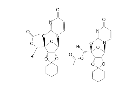 4'(S),5'(RS)-O-(2),4'-1-(5-O-ACETYL-2,3-O-CYCLOHEXYLIDENE-5-C-BROMO-BETA-D-ERYTHRO-PENTODIALDOFURANOSYL-4-ULOSE)-URACIL