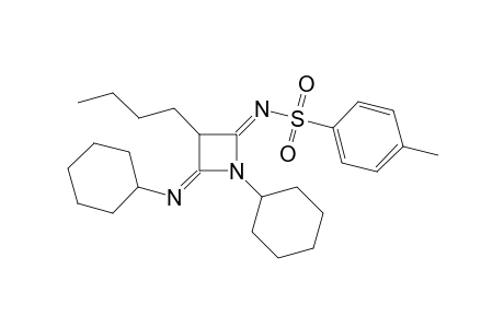 (Z)-N-((E)-3-butyl-1-cyclohexyl-4-(cyclohexylimino)azetidin-2-ylidene)-4-methylbenzenesulfonamide