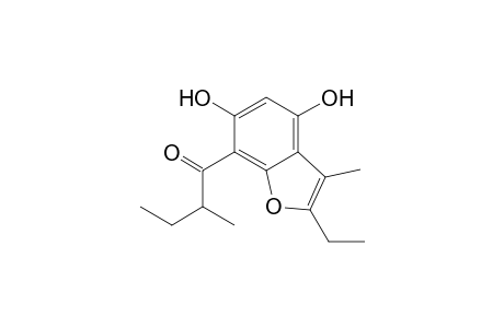 1-Butanone, 1-(2-ethyl-4,6-dihydroxy-3-methyl-7-benzofuranyl)-2-methyl-