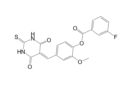 4-[(4,6-dioxo-2-thioxotetrahydro-5(2H)-pyrimidinylidene)methyl]-2-methoxyphenyl 3-fluorobenzoate