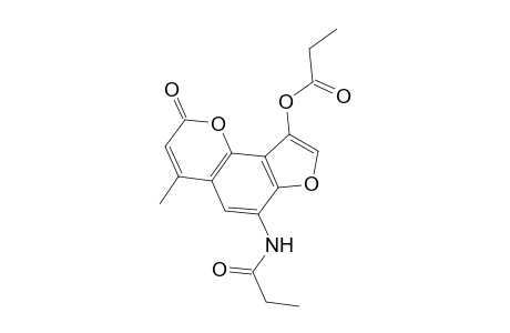 Propanoic acid, (4-propioniylamino-6-methyl-1-furo[2,3-H]coumarinyl) ester