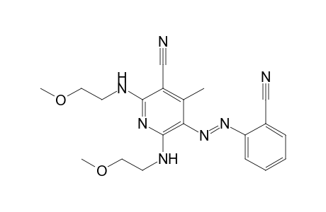 2,6-Bis-(2-methoxyethylamino)-3-cyano-4-methyl-5-(2-cyanophenylazo)-pyridine