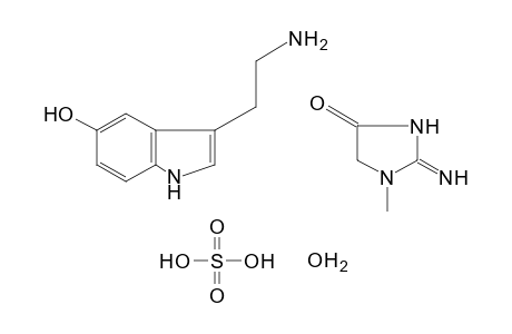 3-(2-aminoethyl)indol-5-ol, compound with creatinine(1.1), sulfate(1:1)(salt), hydrate