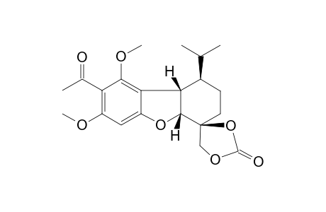 rac-(1R,4S,4aR,9bS)-8-Acetyl-7,9-dimethoxy-1-(1-methylethyl)-1,2,3,4,4a,9b-hexahydrodibenzofuran-4-spiro-4'-dioxoran-2'-one