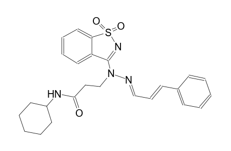 propanamide, N-cyclohexyl-3-[(2E)-1-(1,1-dioxido-1,2-benzisothiazol-3-yl)-2-[(2E)-3-phenyl-2-propenylidene]hydrazino]-