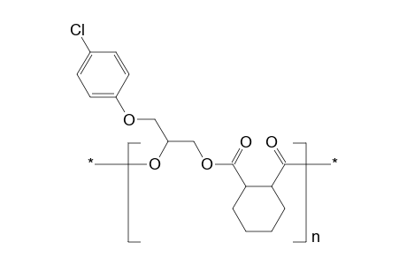 Polyester from p-chlorophenyl glycidyl ether (m1) and cis-hexahydrophthalic anhydride (m2), m = 1340, acid number 28.1; m1+m2/m1 = 0.590 (m1 = 0.0607, m2 = 0.0421)