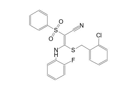 2-propenenitrile, 3-[[(2-chlorophenyl)methyl]thio]-3-[(2-fluorophenyl)amino]-2-(phenylsulfonyl)-, (2E)-