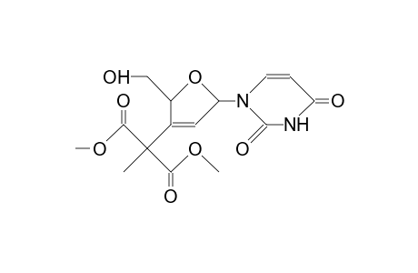 1-(2',3'-Dideoxy-3'-<1,1-dimethoxydicarbonylethylene>-B-D-glycero-pent-2'-enofuranosyl)-uracil