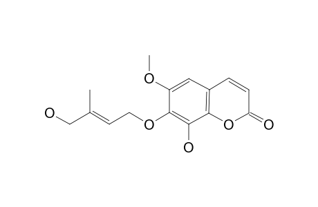 6-Methoxy-7-[(E)-3-methyl-4-oxidanyl-but-2-enoxy]-8-oxidanyl-chromen-2-one