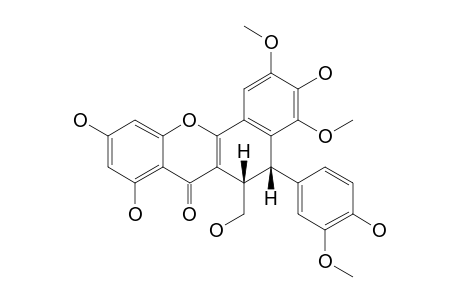 (-)-(5-S,6-S)-5,6-DIHYDRO-3,8,10-TRIHYDROXY-5-(4-HYDROXY-3-METHOXYPHENYL)-6-HYDROXYMETHYL-2,4-DIMETHOXY-7-H-BENZO-[C]-XANTHEN-7-ONE