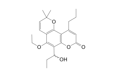 (+-)-6,6-Dimethyl-9-ethoxy-10-(1-hydroxypropyl)-4-propyl-2H,6H-benzo[1,2-b:3,4:b']dipyran-2-one