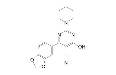 4-(1,3-benzodioxol-5-yl)-6-hydroxy-2-(1-piperidinyl)-5-pyrimidinecarbonitrile