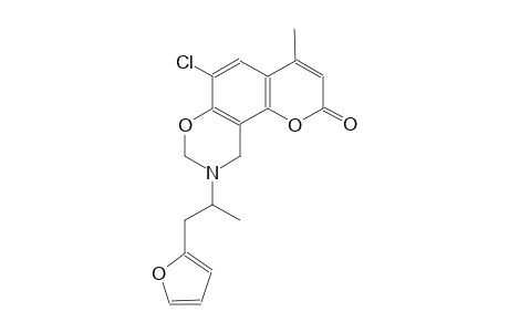 2H,8H-pyrano[2,3-f][1,3]benzoxazin-2-one, 6-chloro-9-[2-(2-furanyl)-1-methylethyl]-9,10-dihydro-4-methyl-