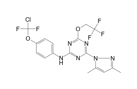 N-{4-[chloro(difluoro)methoxy]phenyl}-4-(3,5-dimethyl-1H-pyrazol-1-yl)-6-(2,2,2-trifluoroethoxy)-1,3,5-triazin-2-amine