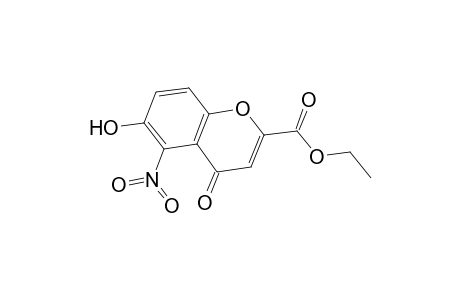 4H-1-Benzopyran-2-carboxylic acid, 6-hydroxy-5-nitro-4-oxo-, ethyl ester