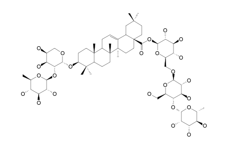 3-BETA-O-[BETA-D-QUINOVOPYRANOSYL-(1->2)-ALPHA-L-ARABINOPYRANOSYL]-OLEAN-12-ENE-28-O-[ALPHA-L-RHAMNOPYRANOSYL-(1->4)-BETA-D-GLUCOPYRANOSYL-(1->6)-B